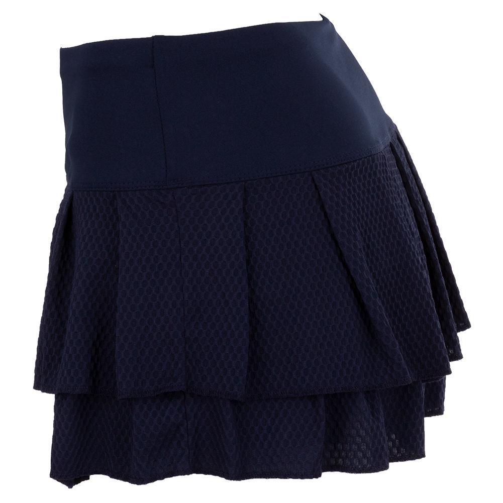 Women's Wavy Pleat Tier Tennis Skort Midnight Womens Apparel LUCKY IN LOVE