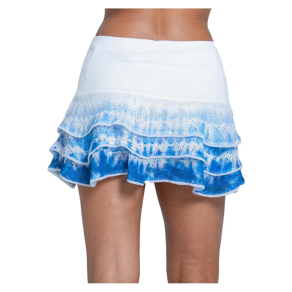 Women`s Shibori Lace Boho 13 Inch Tennis Skort Royal LUCKY IN LOVE