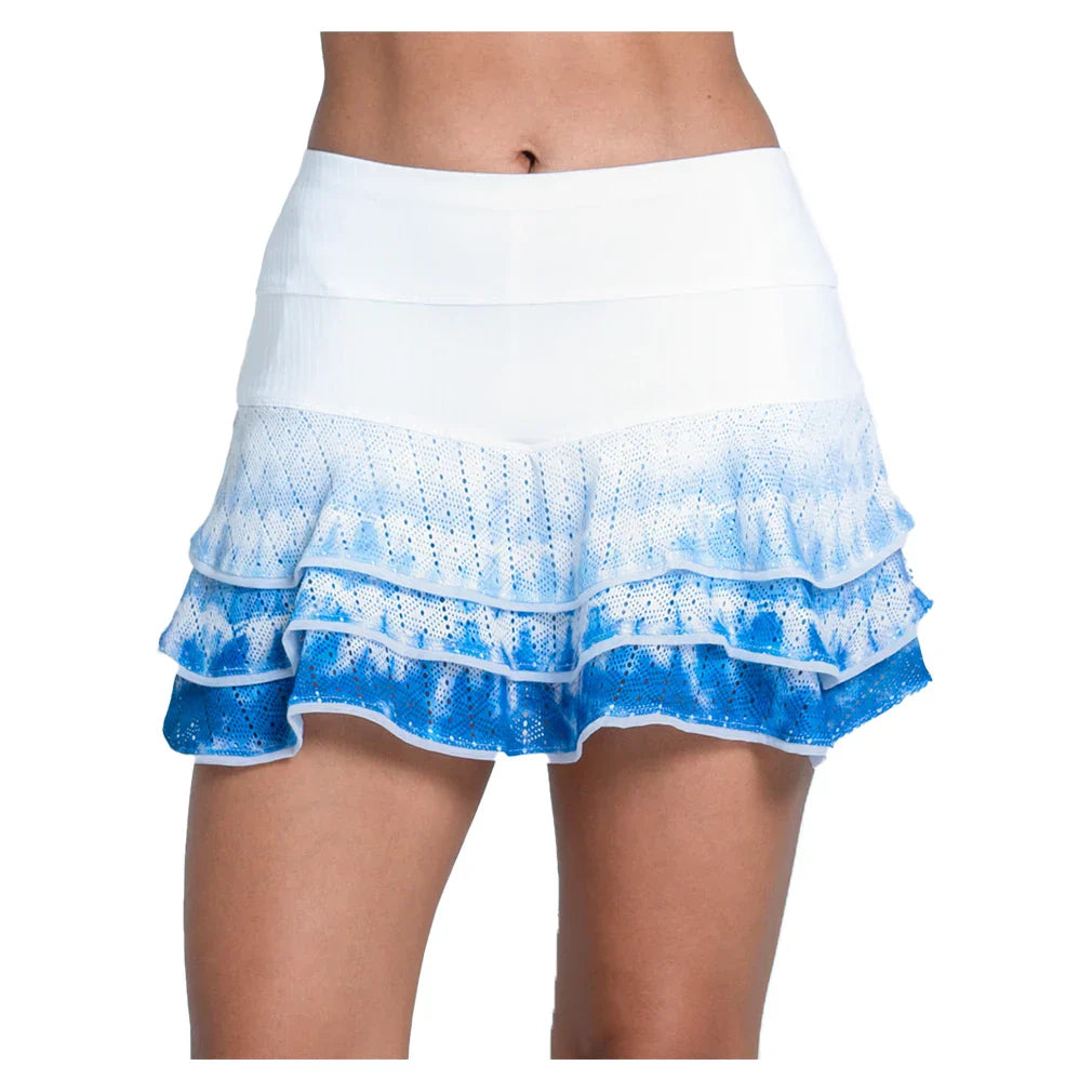 Women`s Shibori Lace Boho 13 Inch Tennis Skort Royal LUCKY IN LOVE XS Blue