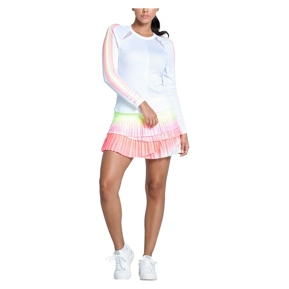 Women`s Sunset Spin Long Sleeve Tennis Top White LUCKY IN LOVE