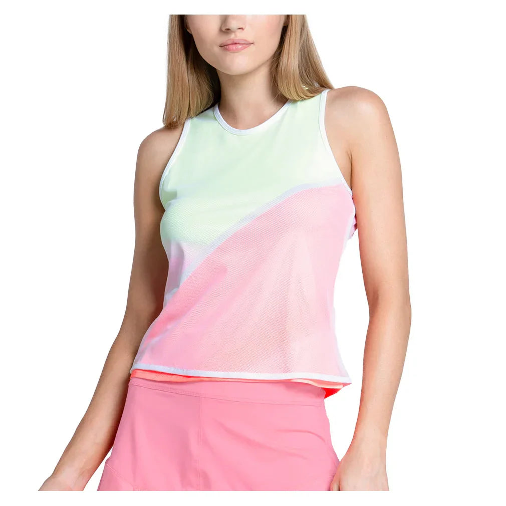 Women`s Spin Around Tennis Tank Flamingo LUCKY IN LOVE XS