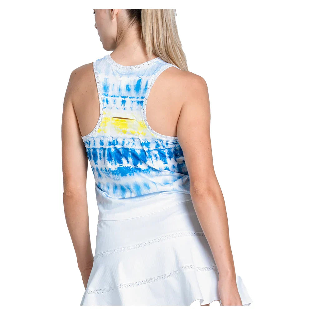 Women`s Shibori Wave Tennis Tank Royal LUCKY IN LOVE