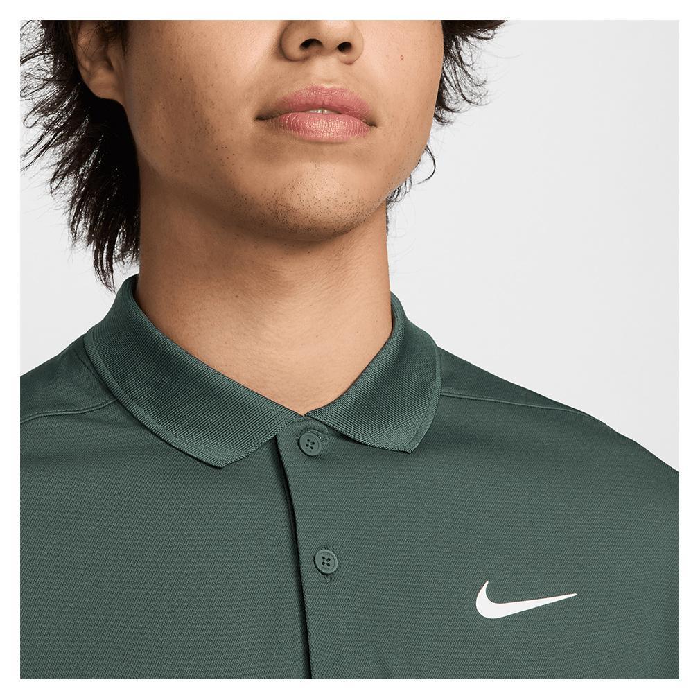 Mens Court Dri-FIT Pique Tennis Polo Vintage Green and White Mens Apparel NIKE