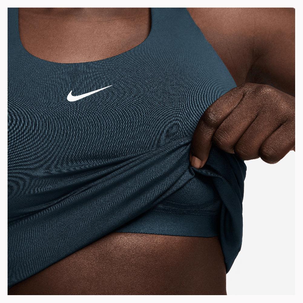 Women`s Swoosh Medium-Support Padded Sports Bra Tank Armory Navy and White NIKE