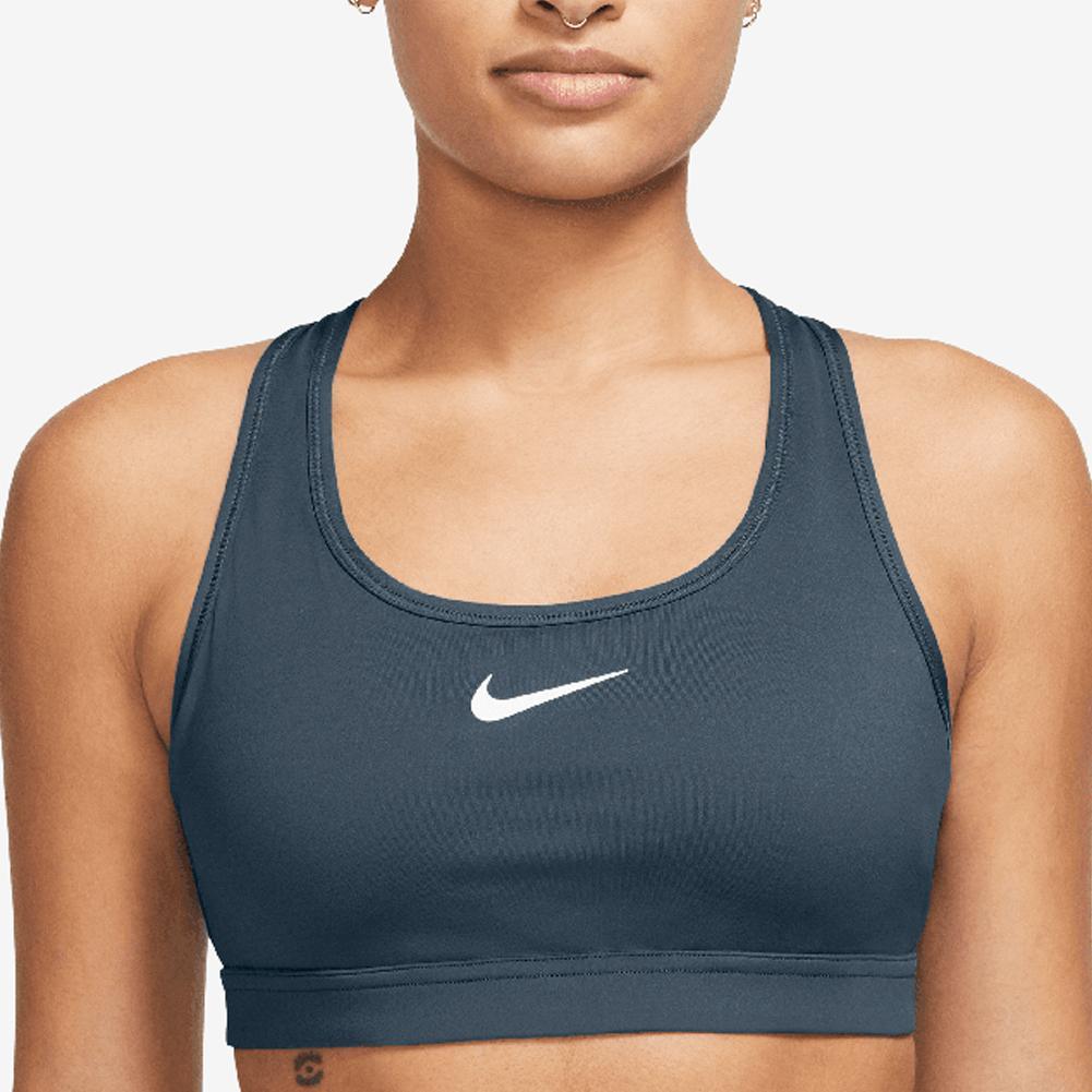 Women's Swoosh Medium Support Padded Sports Bra Armory Navy and White Womens Apparel NIKE