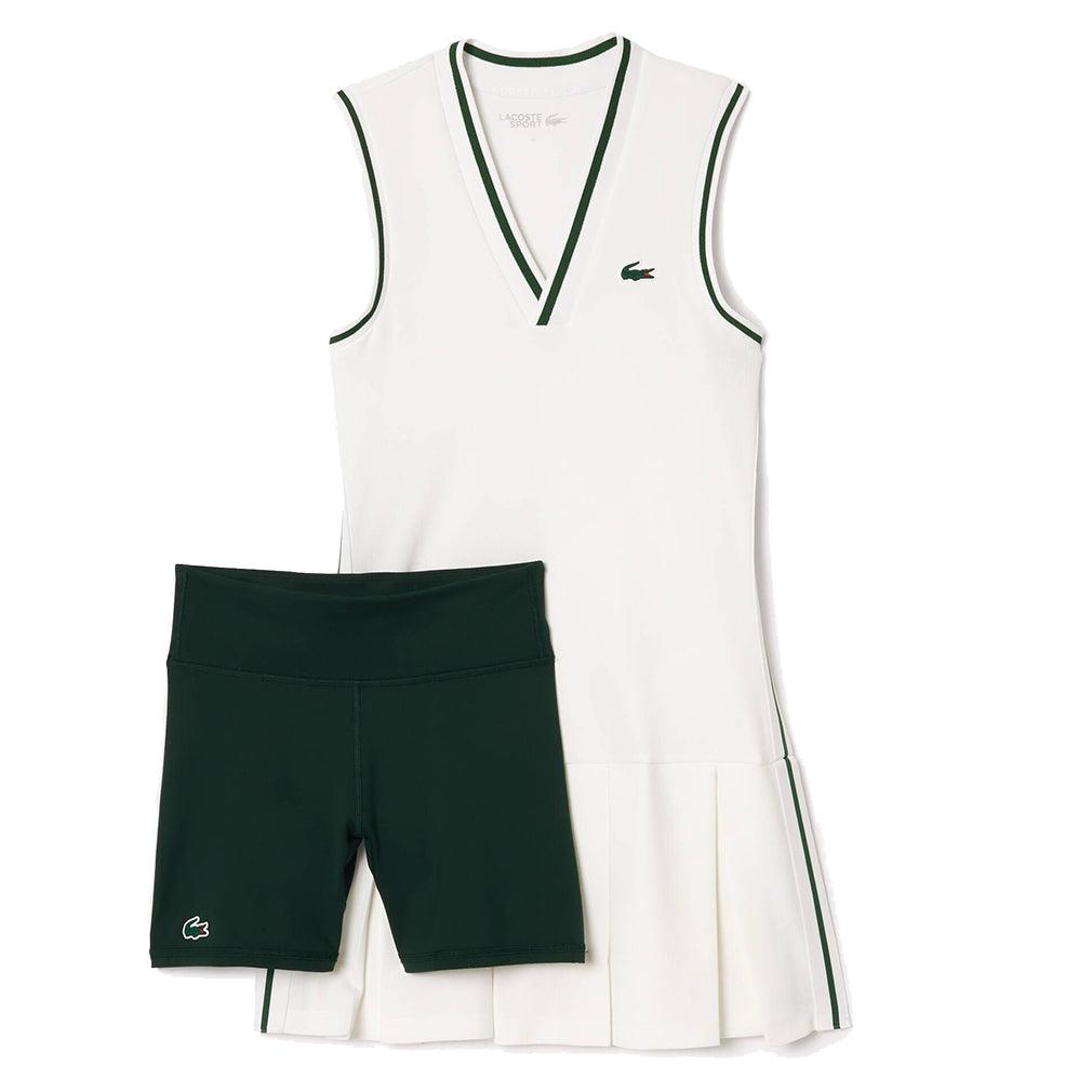 Women`s Tennis Dress with Removable Pique Shorts White and Sinople WOMENS APPAREL LACOSTE