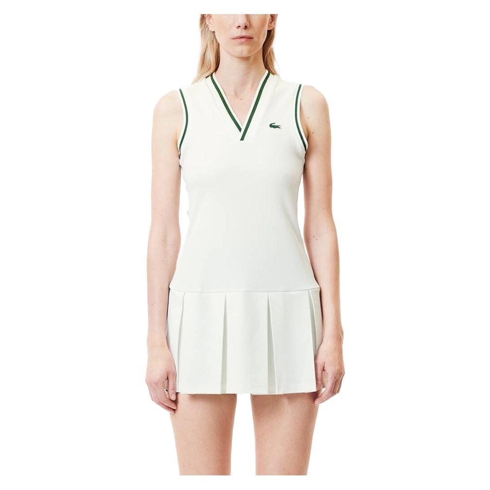 Women`s Tennis Dress with Removable Pique Shorts White and Sinople WOMENS APPAREL LACOSTE XS