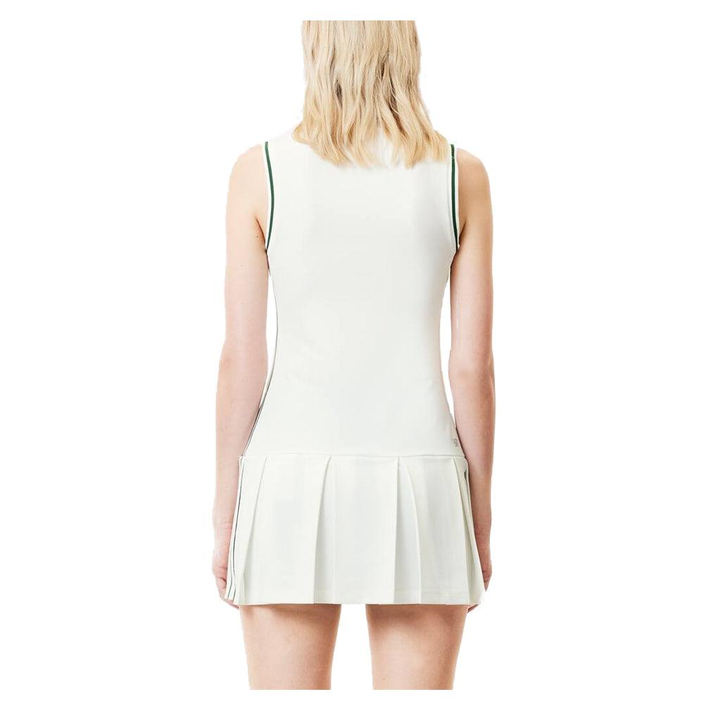 Women`s Tennis Dress with Removable Pique Shorts White and Sinople WOMENS APPAREL LACOSTE
