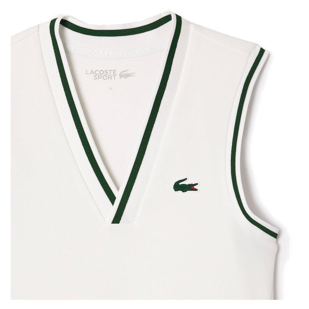 Women`s Tennis Dress with Removable Pique Shorts White and Sinople WOMENS APPAREL LACOSTE