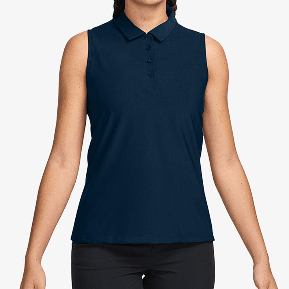 Women`s Dri-Fit Victory Sleeveless Tennis Polo Armory Navy and White NIKE XS Blue