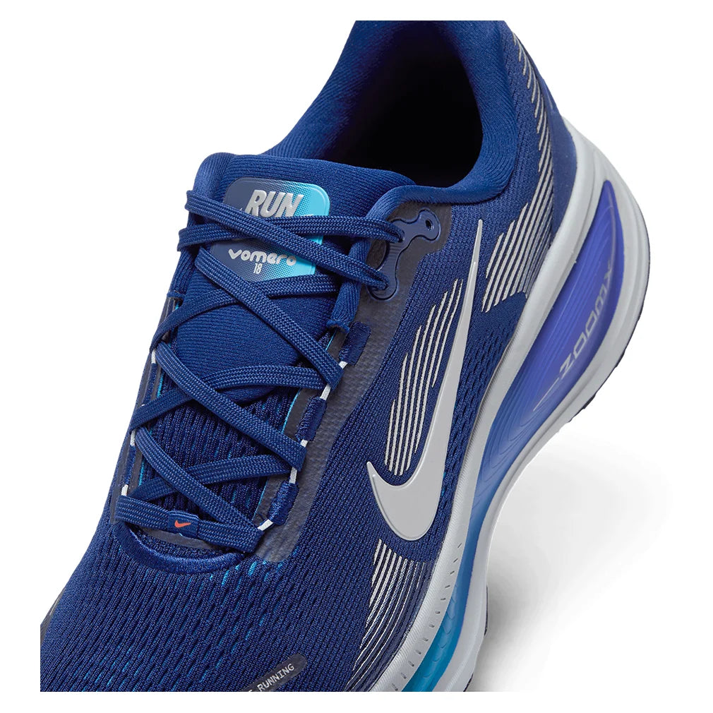 Men`s Vomero 18 Running Shoes Blue Void and Metallic Silver NIKE