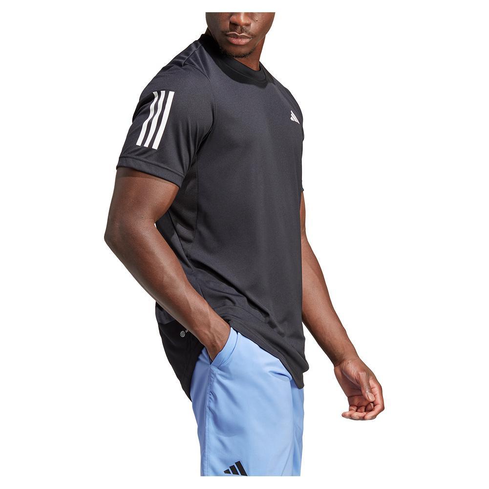 Men`s Club 3 Stripe Tennis Top Black MENS APPAREL ADIDAS