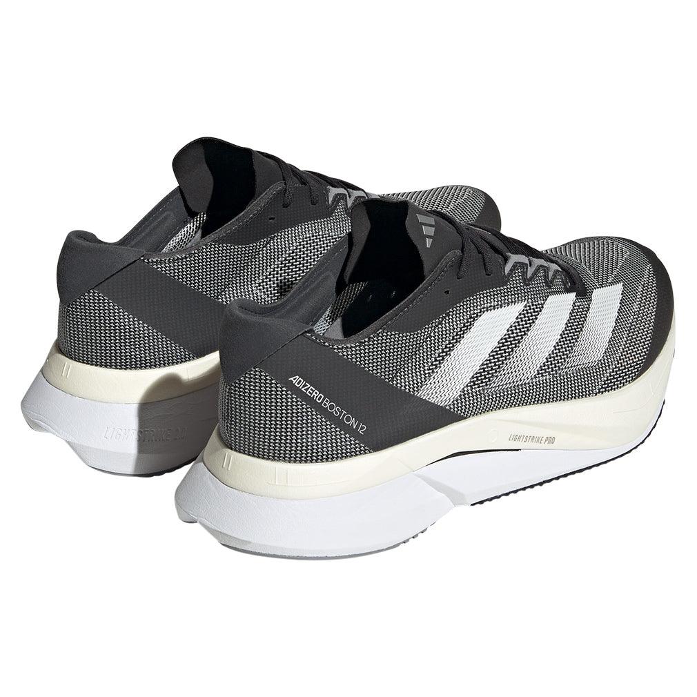 Men`s Adizero Boston 12 Running Shoes Core Black and White ADIDAS