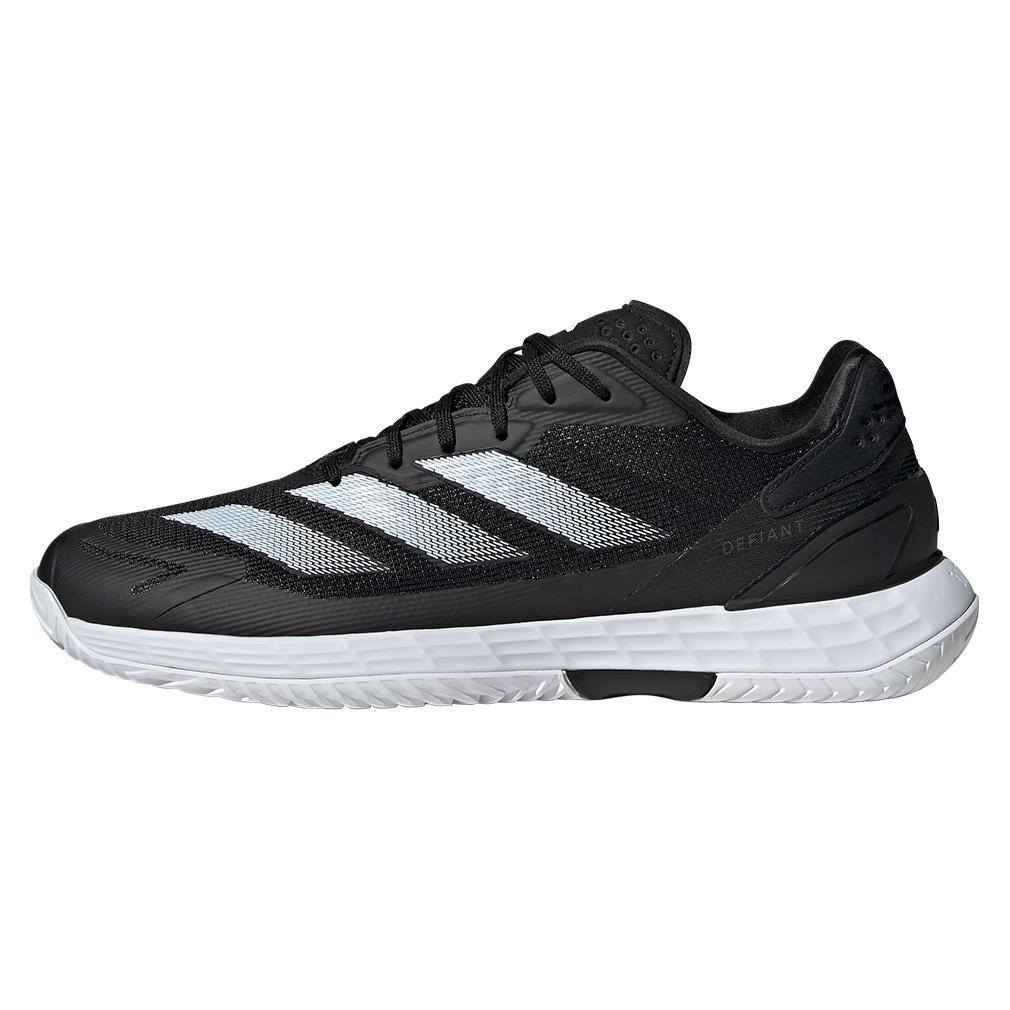 Mens Defiant Speed 2 Tennis Shoes Core Black and White Top Tennis Shoes ADIDAS