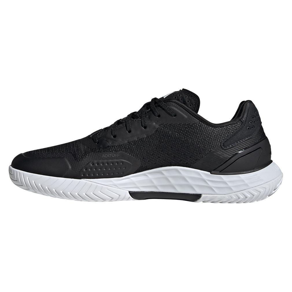 Mens Defiant Speed 2 Tennis Shoes Core Black and White Top Tennis Shoes ADIDAS