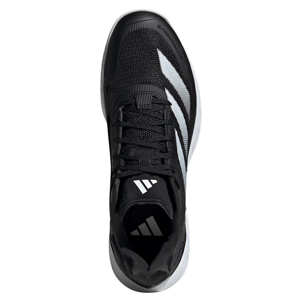 Mens Defiant Speed 2 Tennis Shoes Core Black and White Top Tennis Shoes ADIDAS