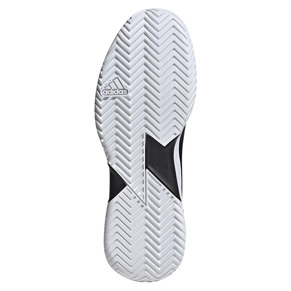 Mens Defiant Speed 2 Tennis Shoes Core Black and White Top Tennis Shoes ADIDAS