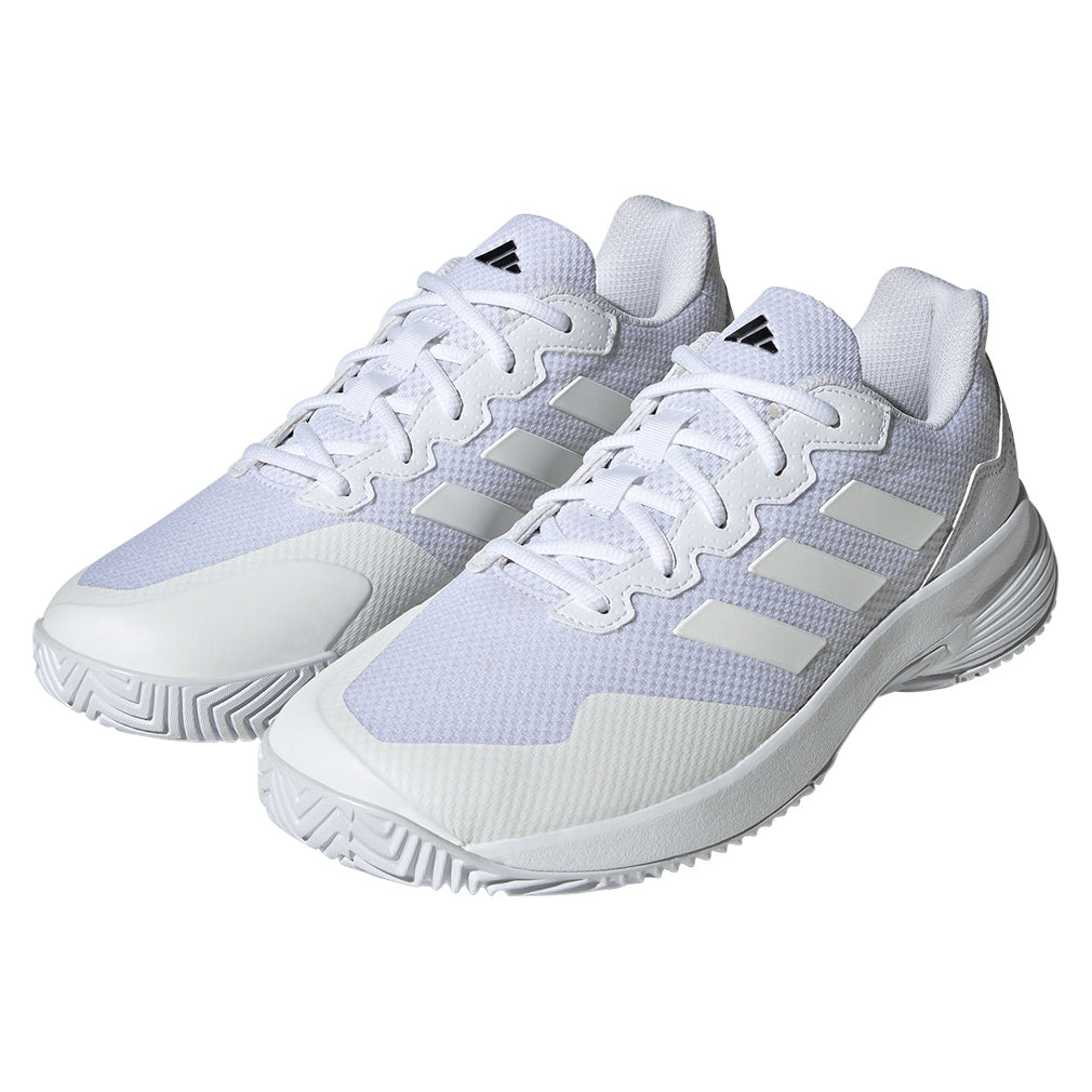 Junior`s Gamecourt 2 Tennis Shoes White and Silver Metallic ADIDAS 4Y White
