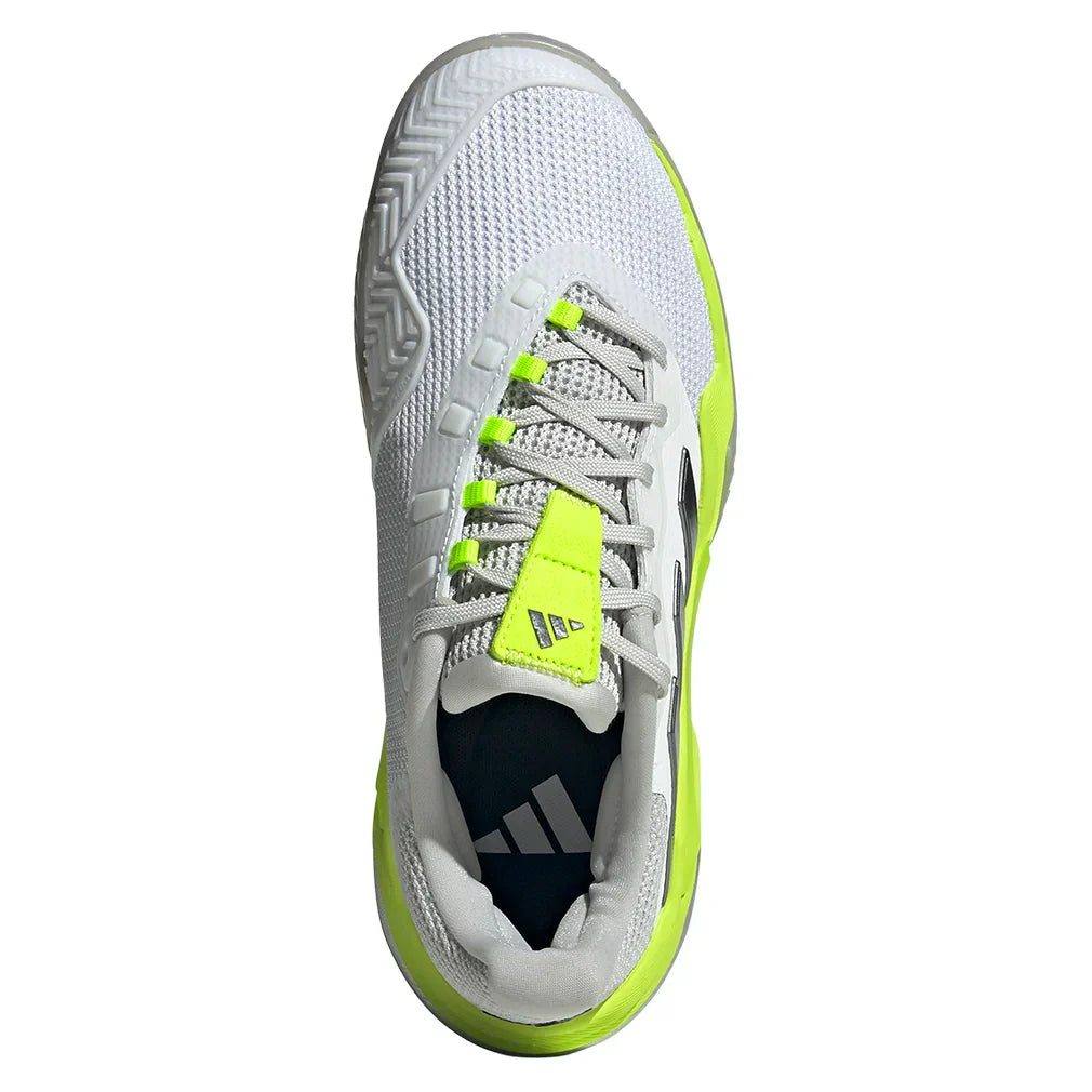 Women`s Barricade 13 Tennis Shoes White and Lucid Lemon ADIDAS