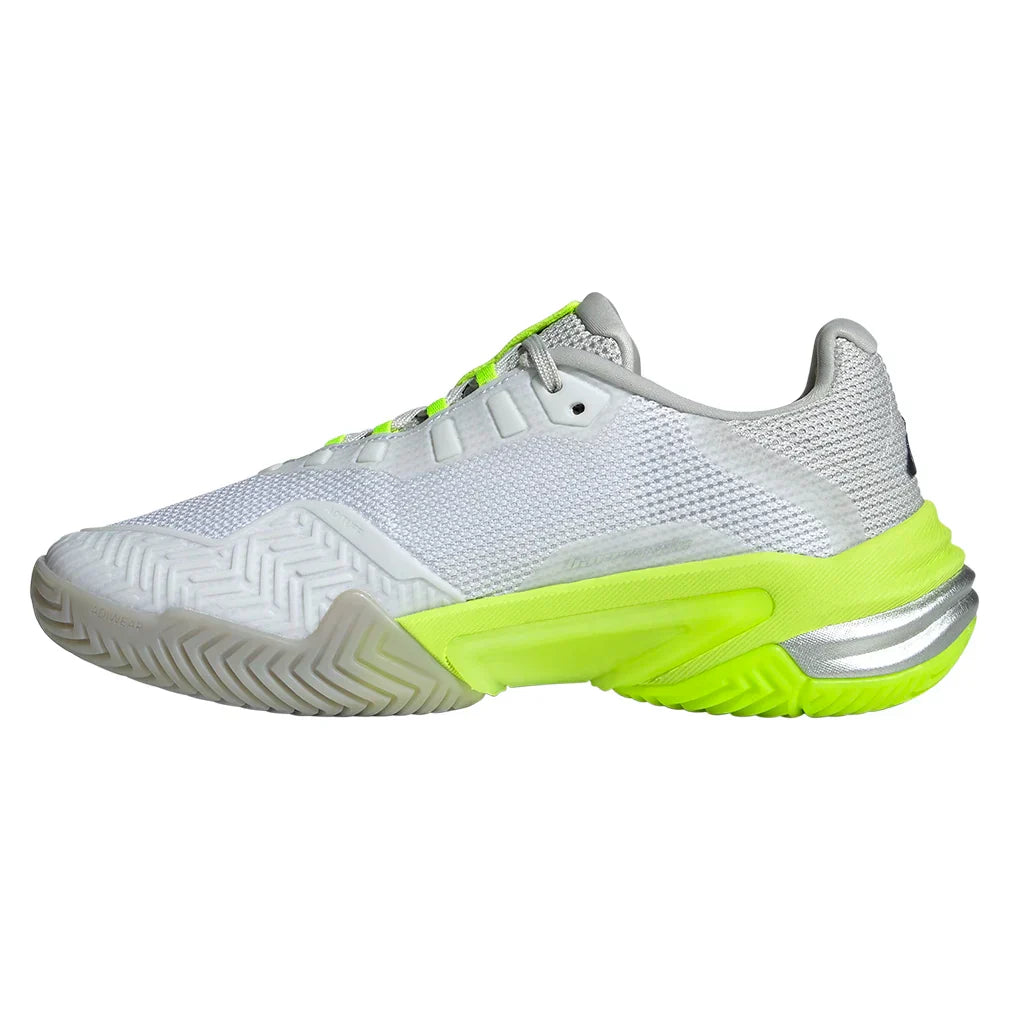 Women`s Barricade 13 Tennis Shoes White and Lucid Lemon ADIDAS