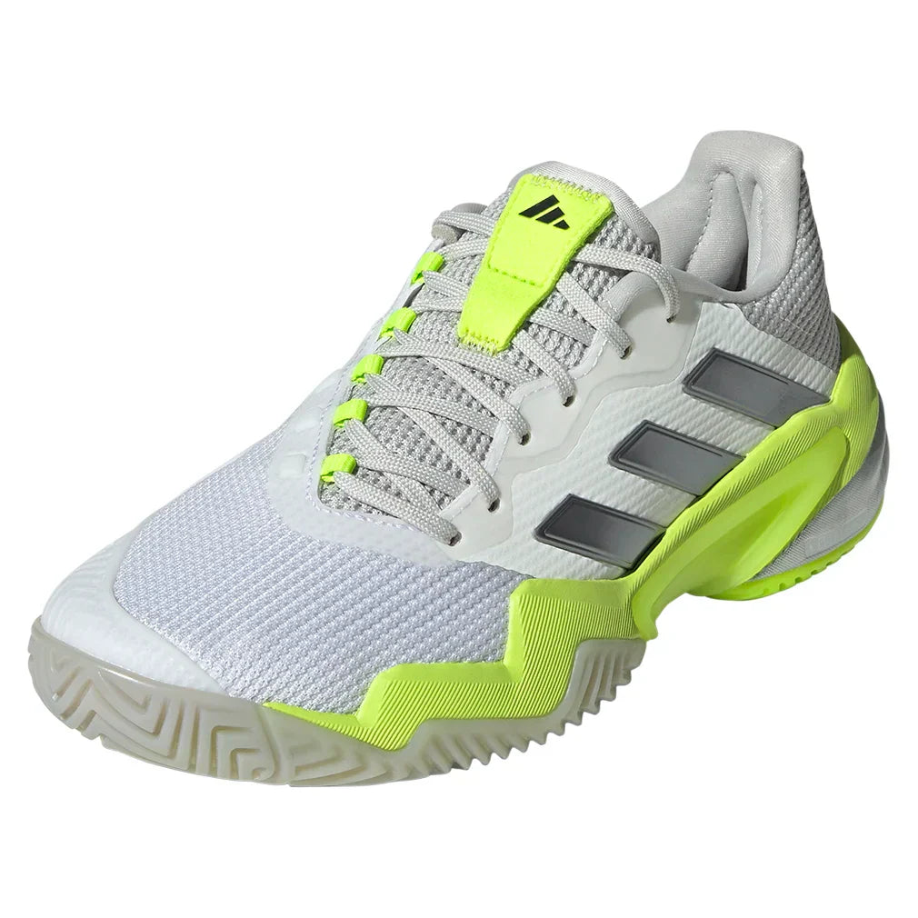 Women`s Barricade 13 Tennis Shoes White and Lucid Lemon ADIDAS 5 White
