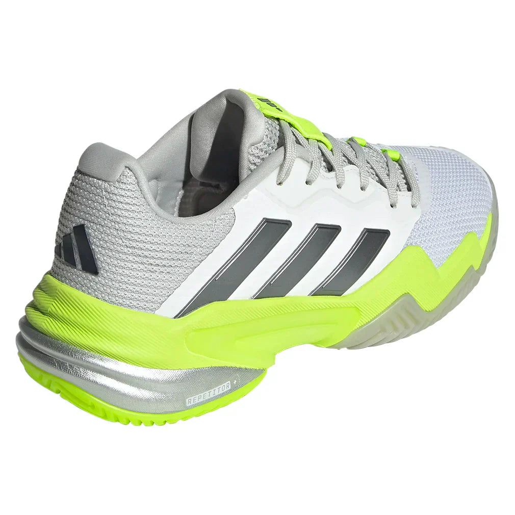 Women`s Barricade 13 Tennis Shoes White and Lucid Lemon ADIDAS