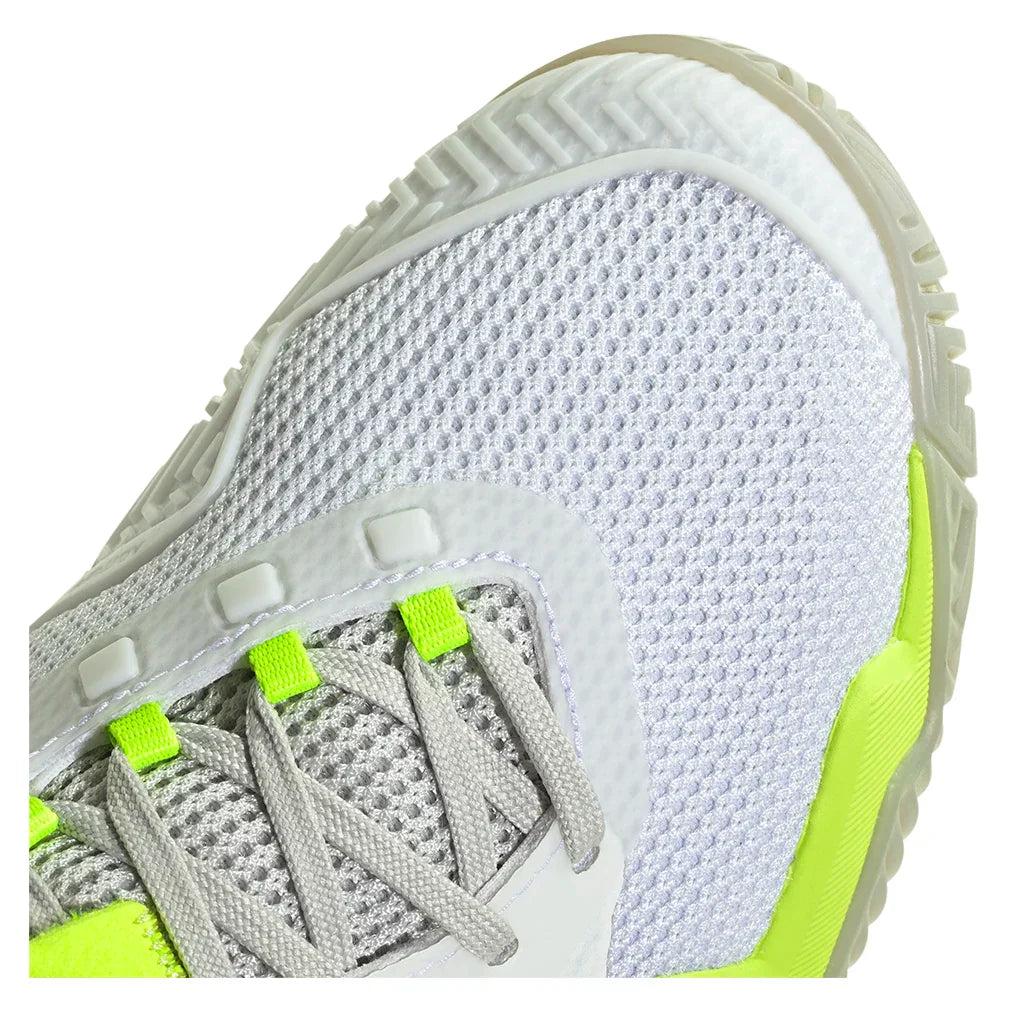 Women`s Barricade 13 Tennis Shoes White and Lucid Lemon ADIDAS