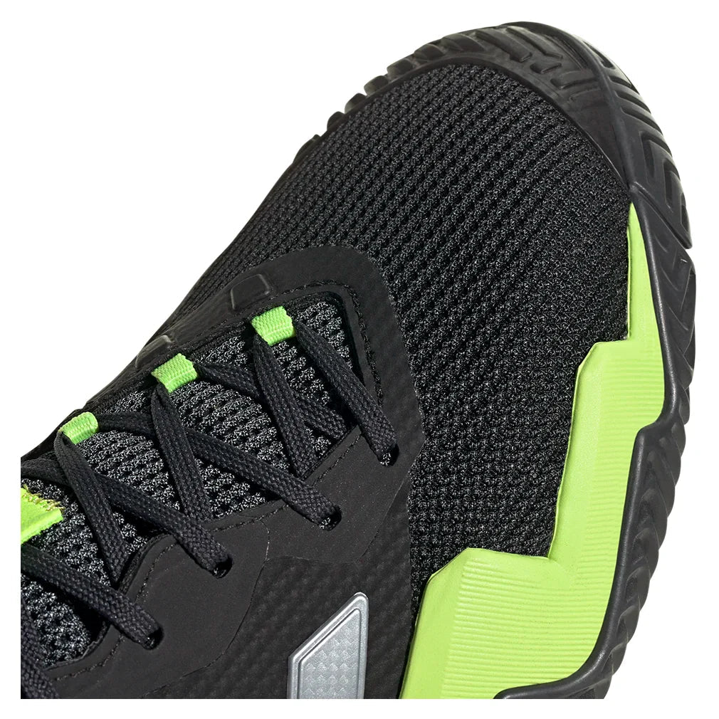 Men`s Barricade 13 Tennis Shoes Core Black and Lucid Lemon ADIDAS