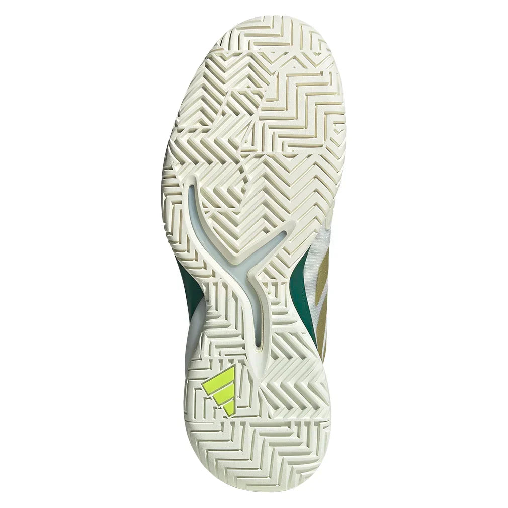 Men`s Adizero Cybersonic 2 Tennis Shoes Core White and Gold Metallic ADIDAS