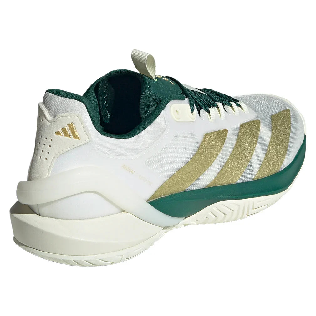 Men`s Adizero Cybersonic 2 Tennis Shoes Core White and Gold Metallic ADIDAS