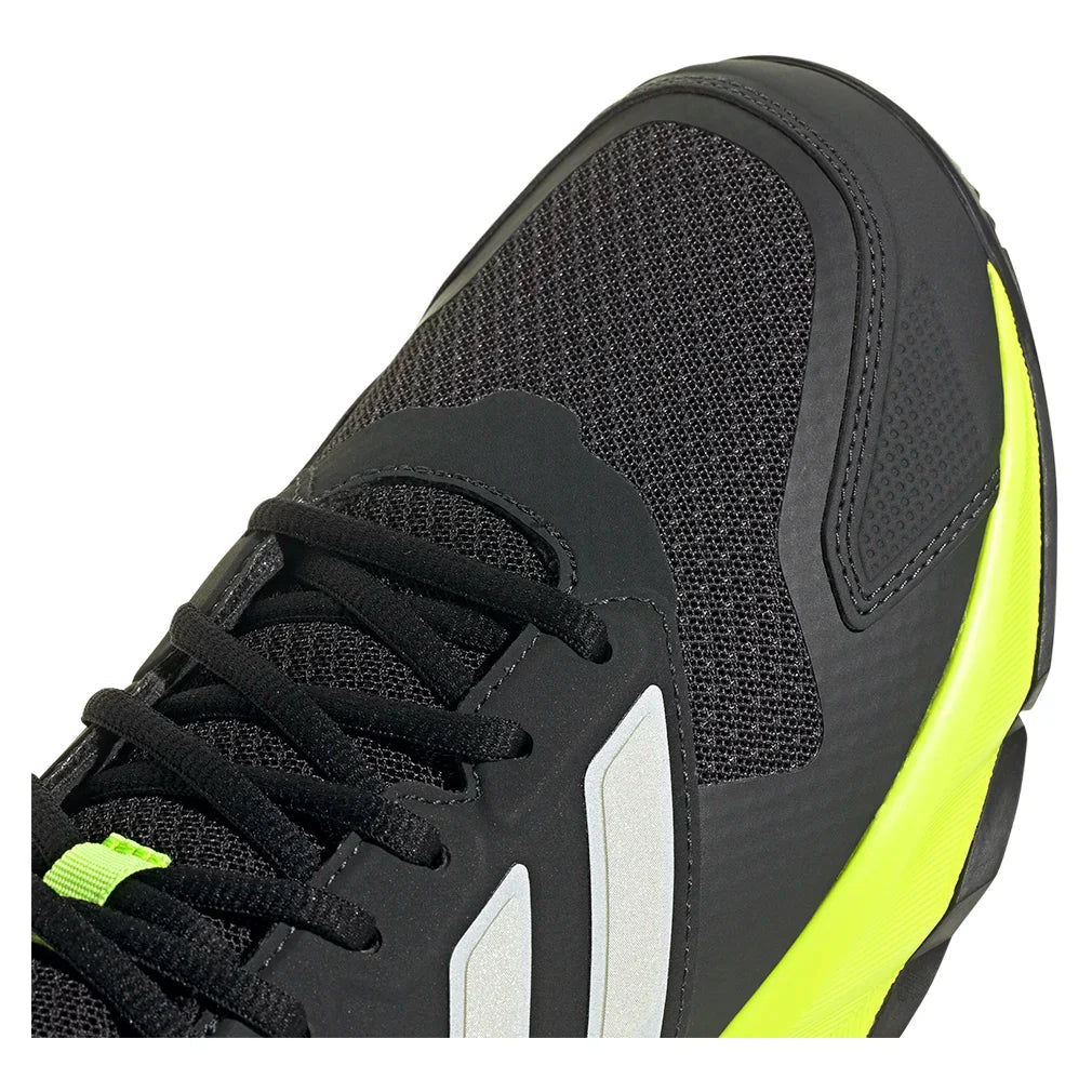 Men`s CourtJam Control 3 Tennis Shoes Carbon and Lucid Lemon ADIDAS