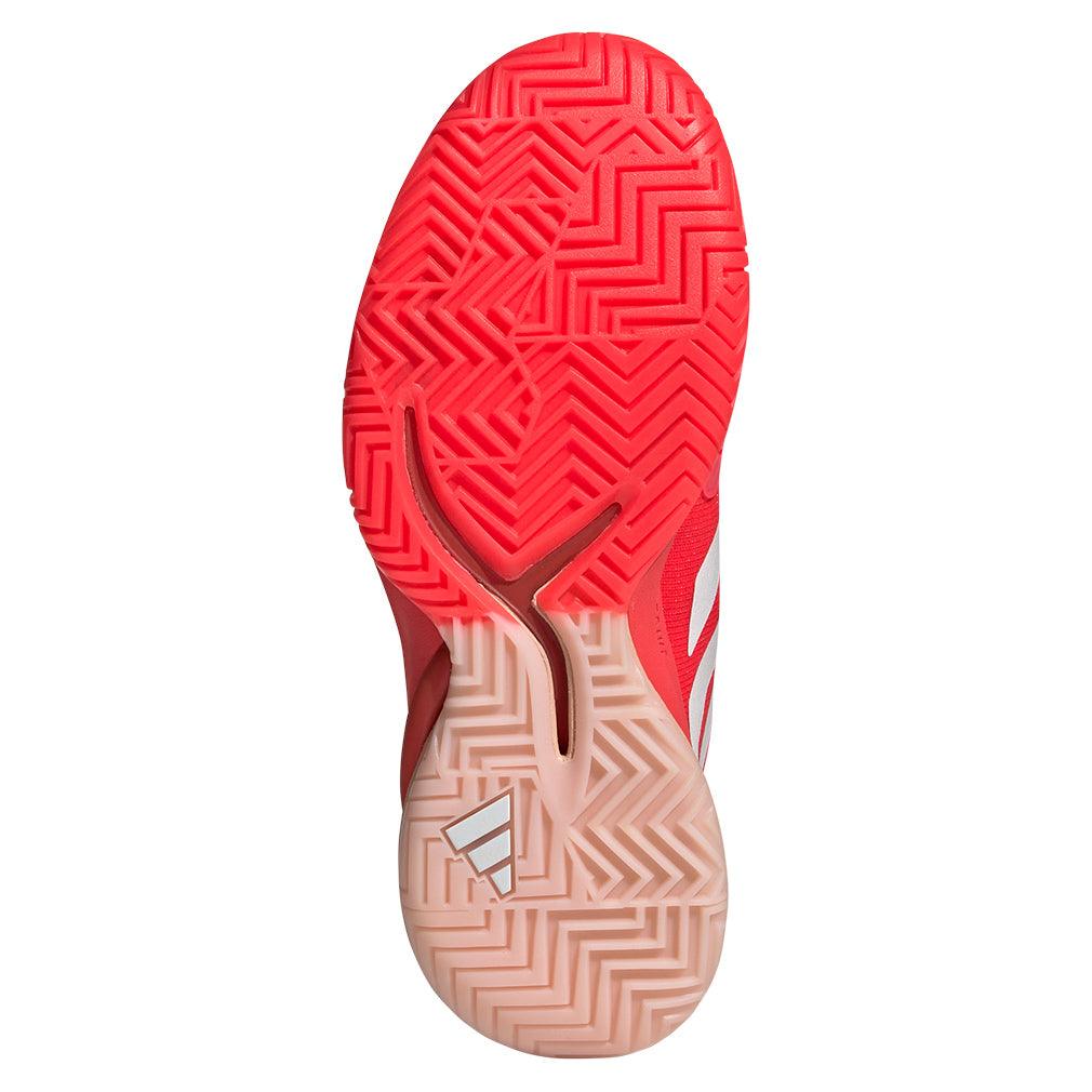 Women`s Adizero Cybersonic 2 Tennis Shoes Lucid Red and Powder Coral ADIDAS