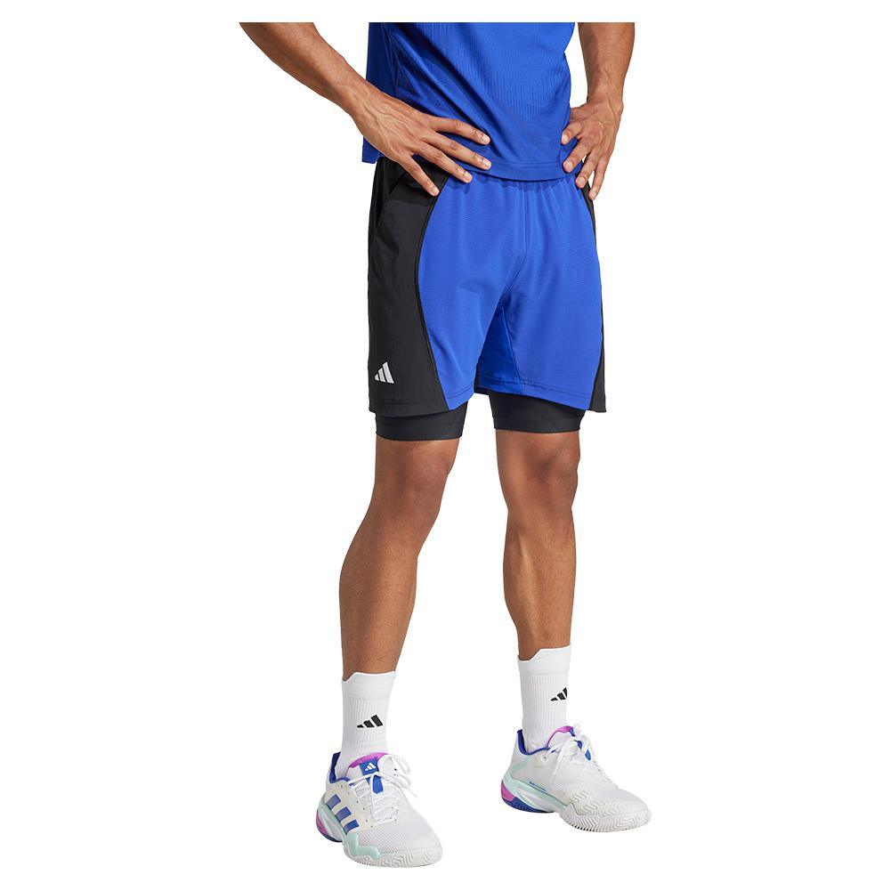 Mens Short and Tight Tennis Set Lucid Blue and Black Tournament Gear ADIDAS S