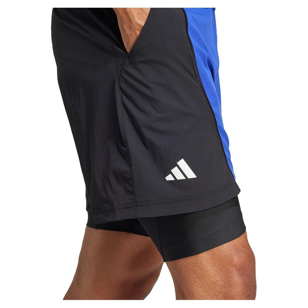 Mens Short and Tight Tennis Set Lucid Blue and Black Tournament Gear ADIDAS