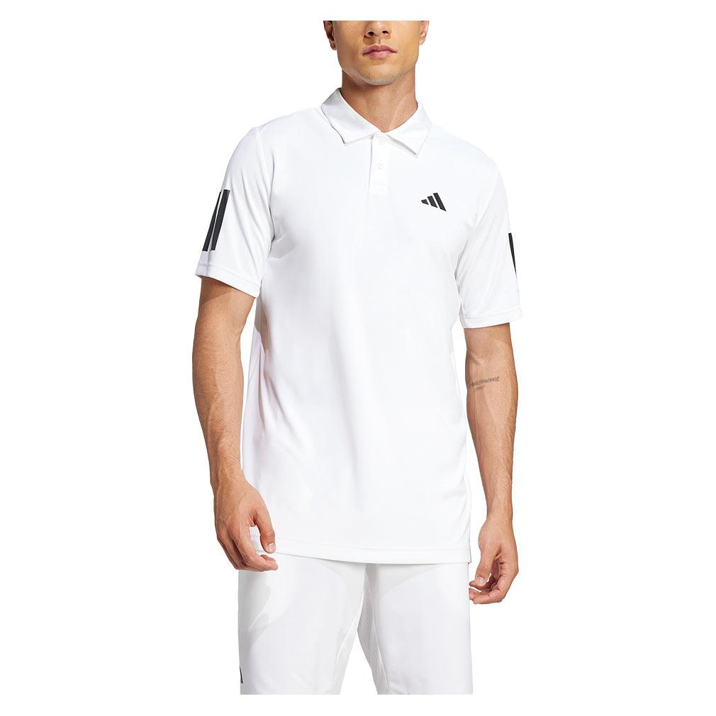 Men`s Club 3 Stripe Tennis Polo White MENS APPAREL ADIDAS