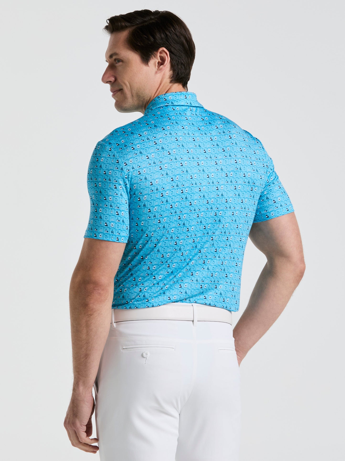 Men's 19th Hole Windowpane Novelty Printed Golf Polo Shirt