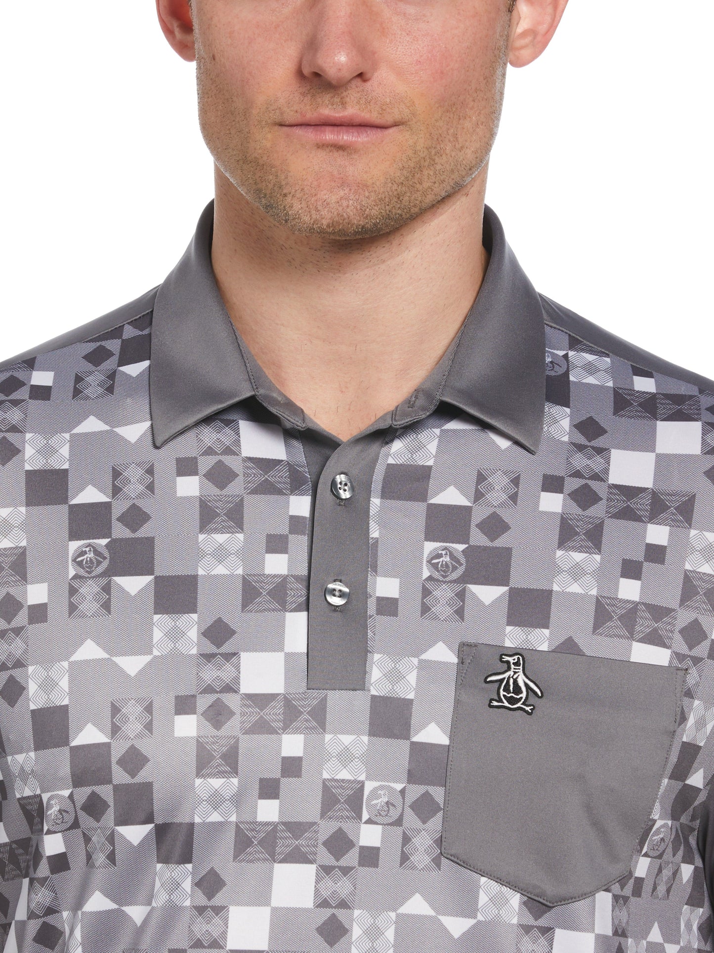 Men's 50s Color Block Print Golf Polo Shirt