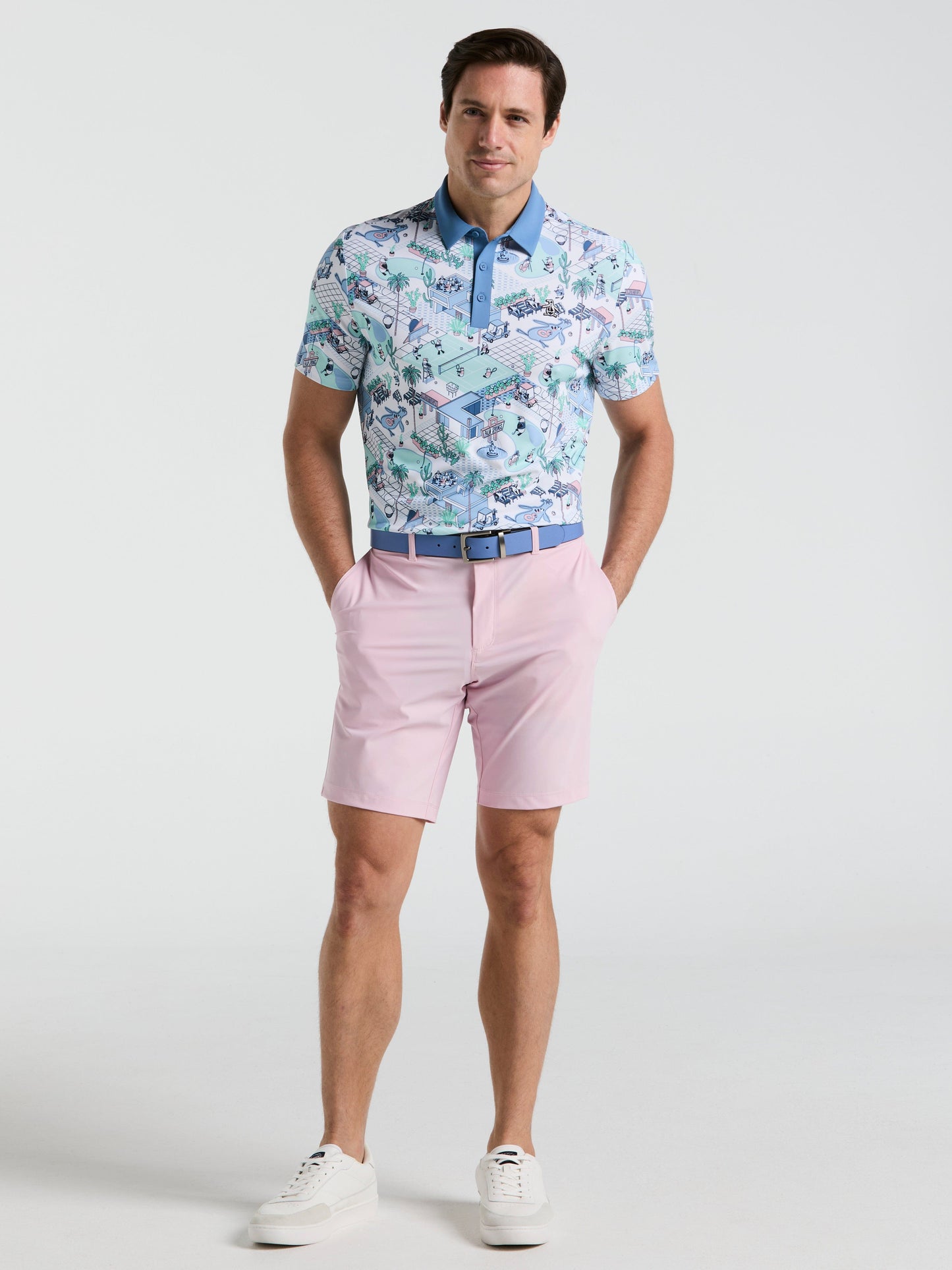 Men's All Over Palm Springs Print Polo