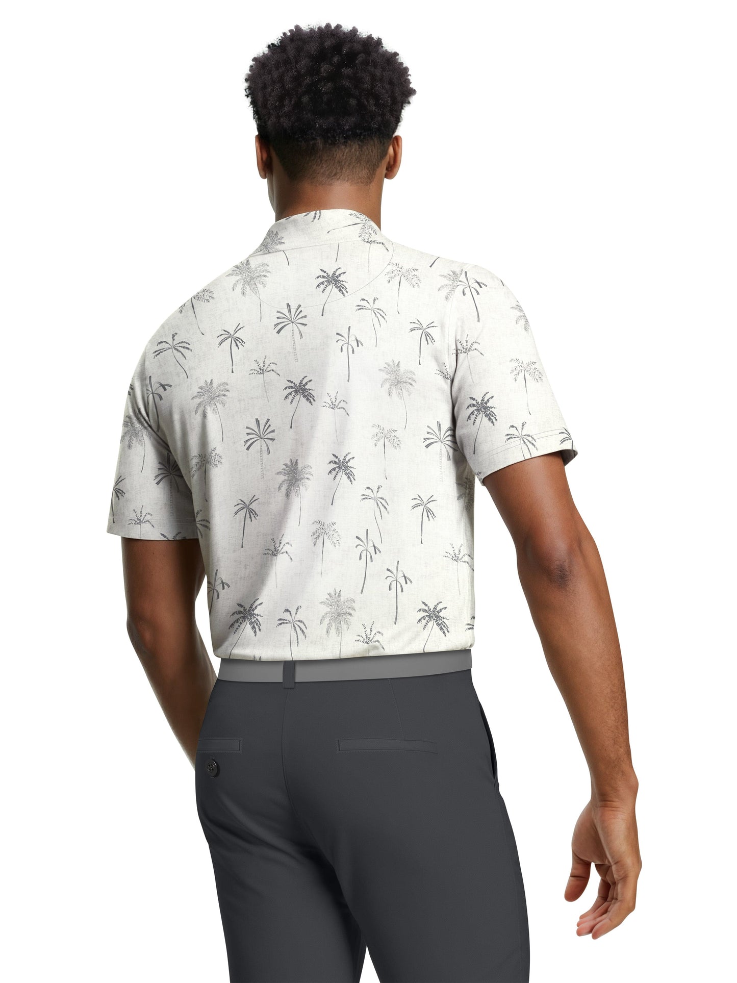 Men's All Over Texture Palm Trees Polo