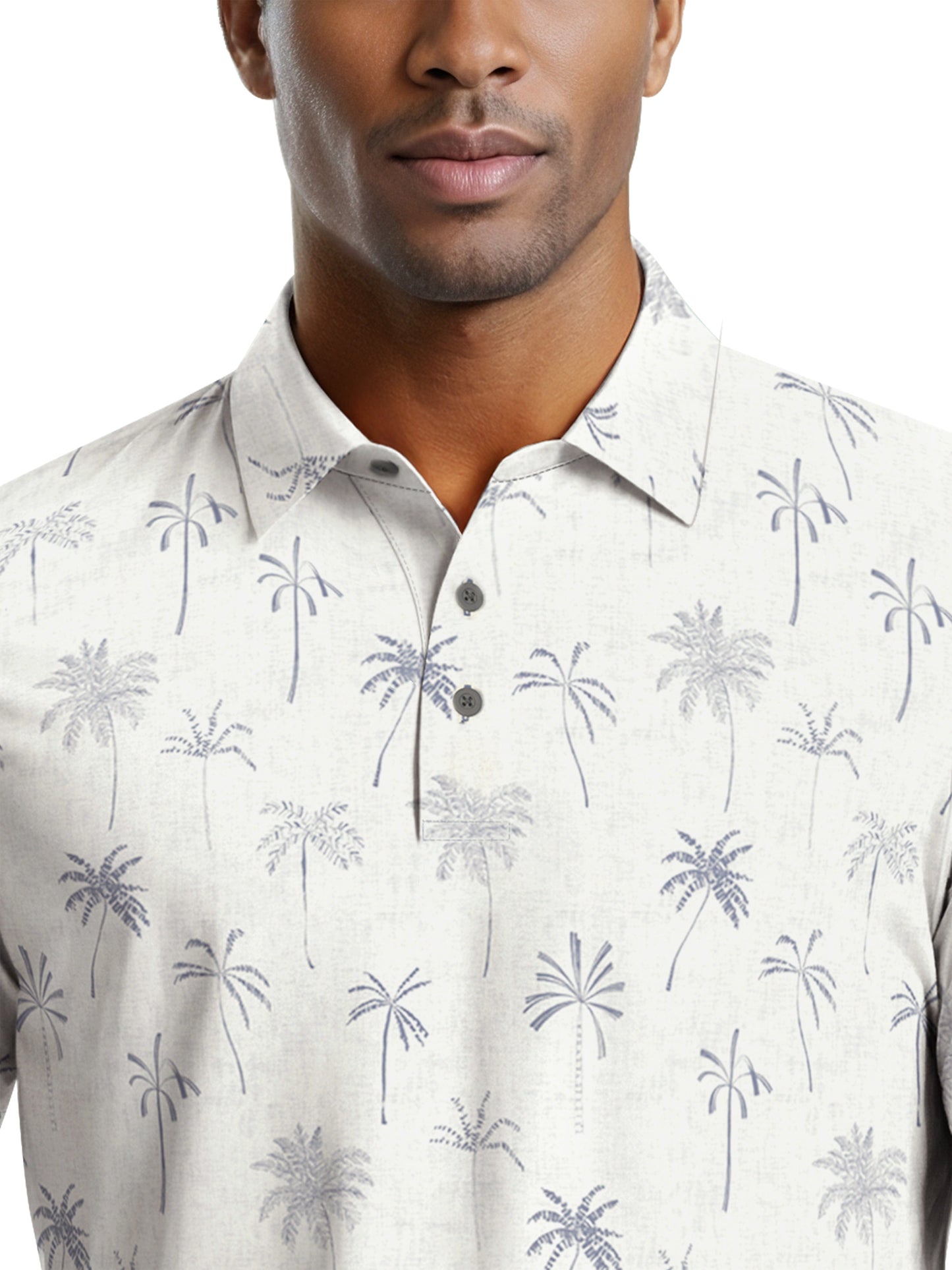 Men's All Over Texture Palm Trees Polo