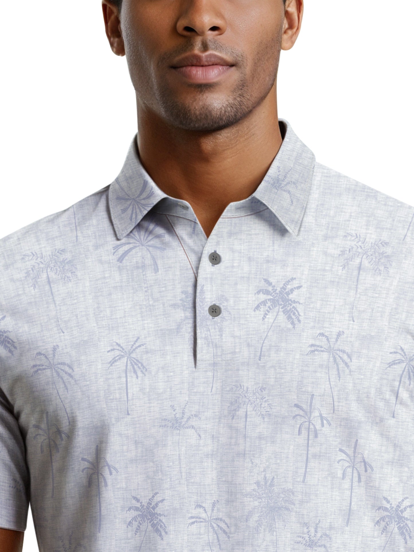 Men's All Over Texture Palm Trees Polo