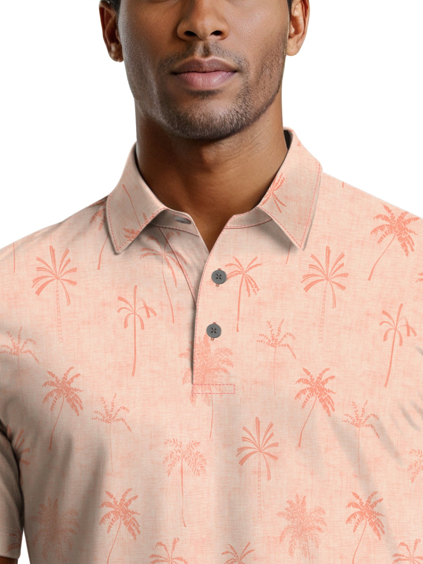 Men's All Over Texture Palm Trees Polo