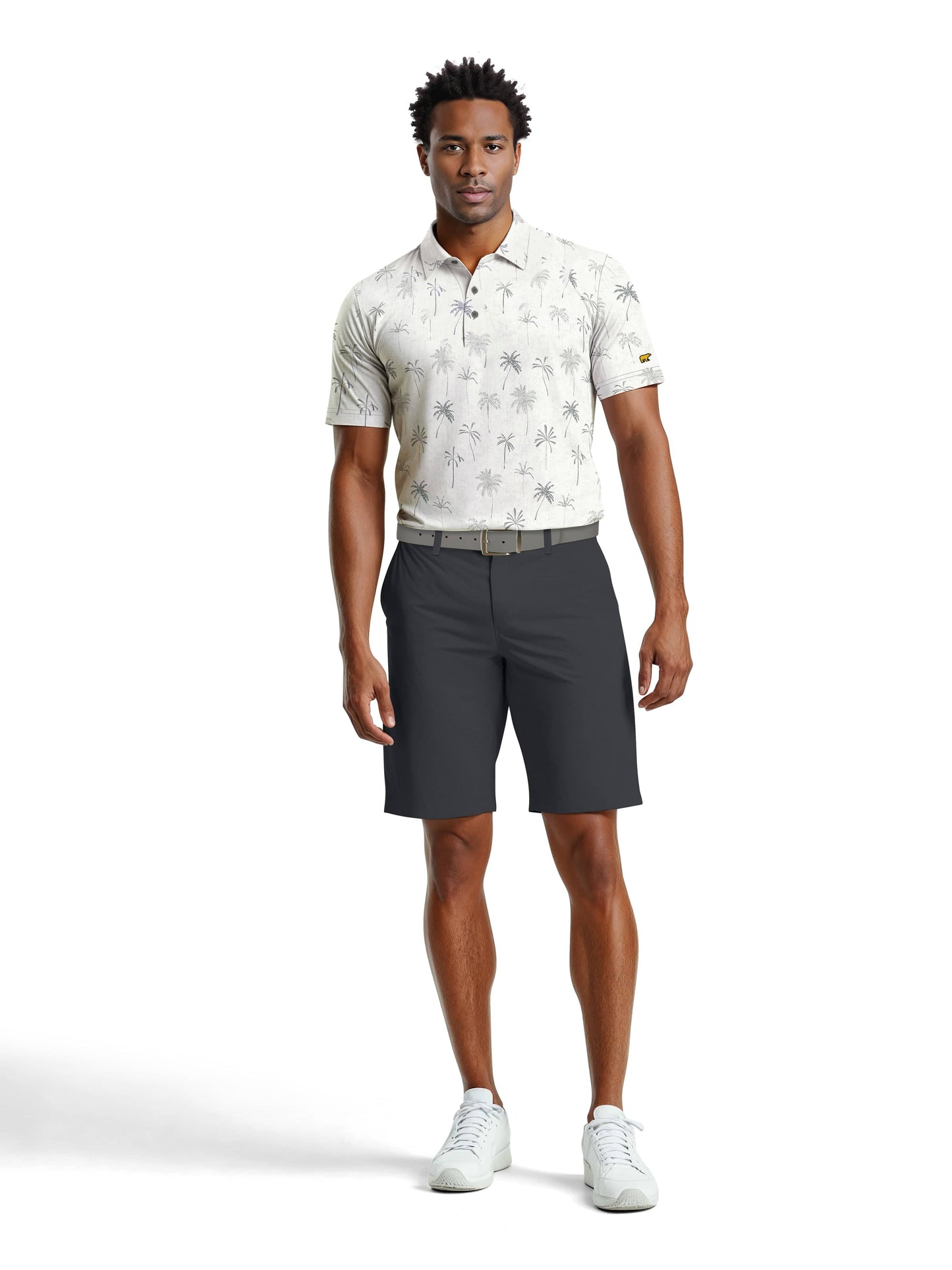 Men's All Over Texture Palm Trees Polo