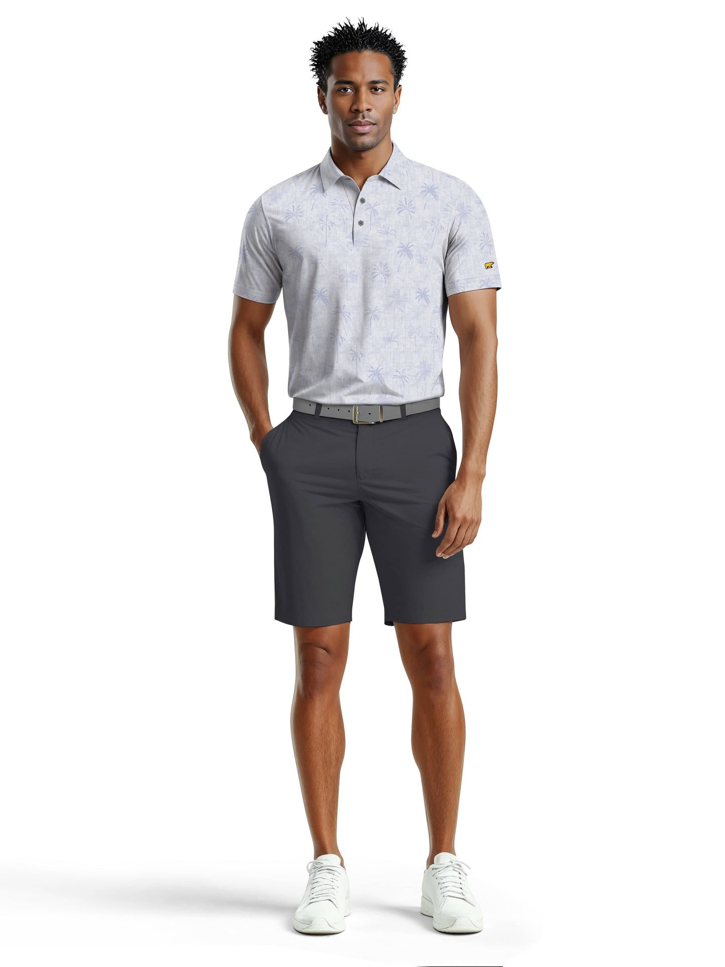 Men's All Over Texture Palm Trees Polo