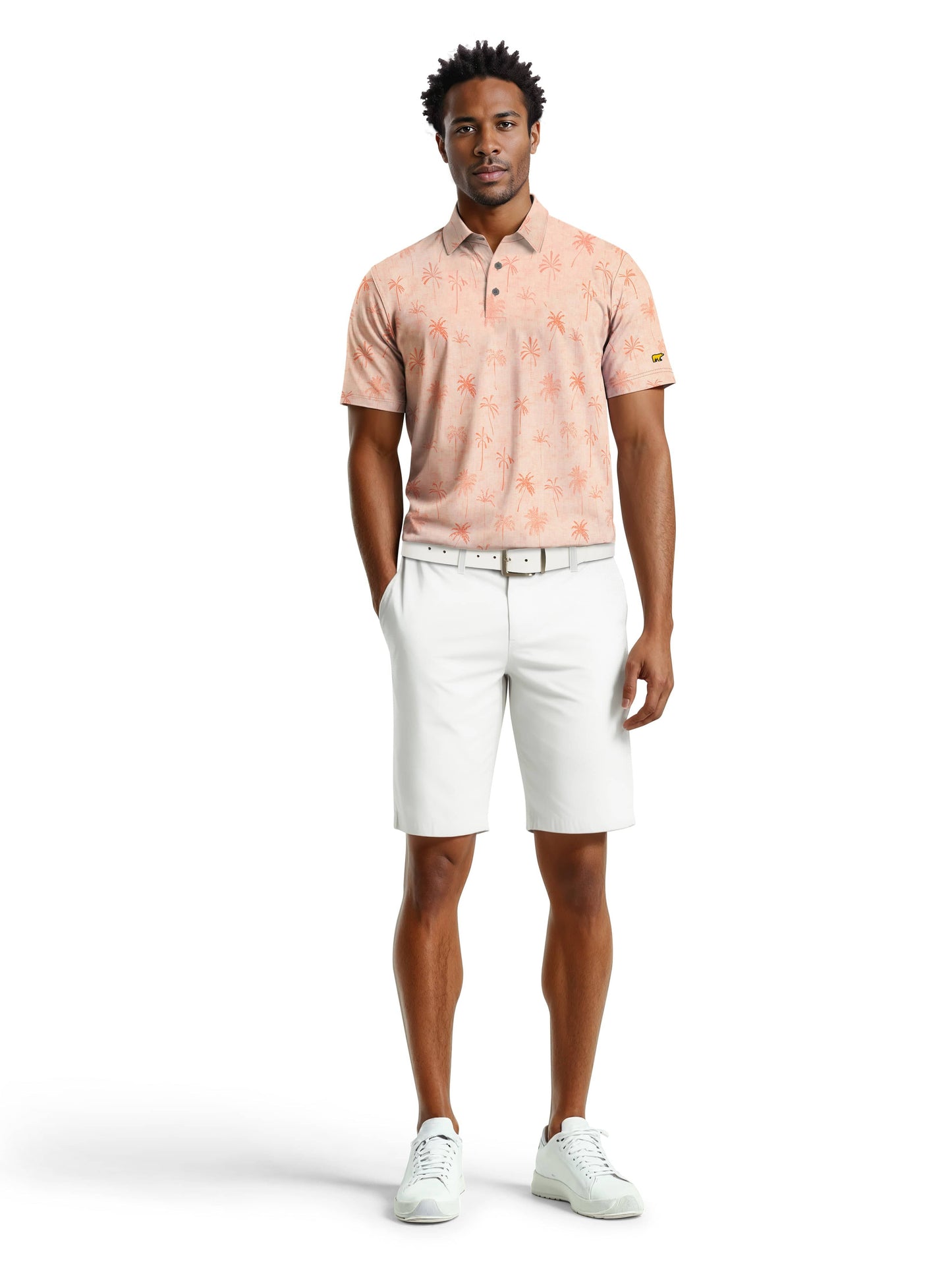 Men's All Over Texture Palm Trees Polo