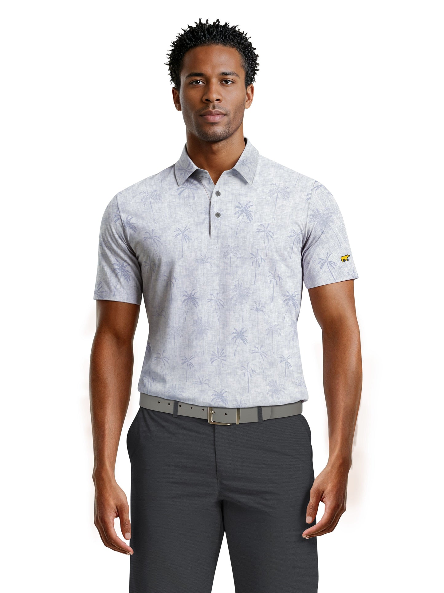 Men's All Over Texture Palm Trees Polo