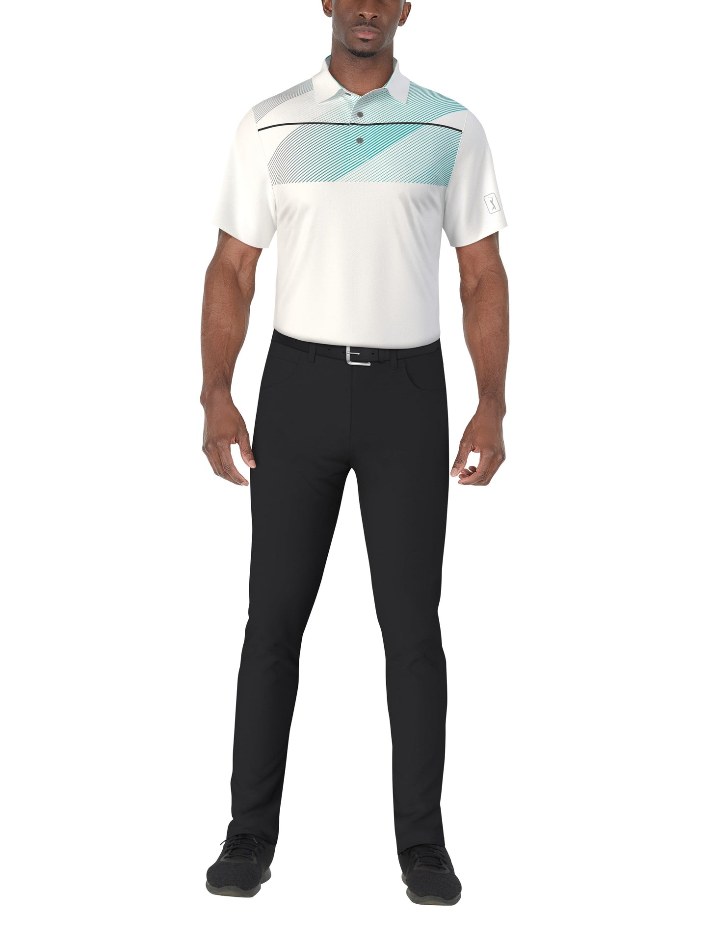 Men's Asymmetric Chest Stripe Print Polo