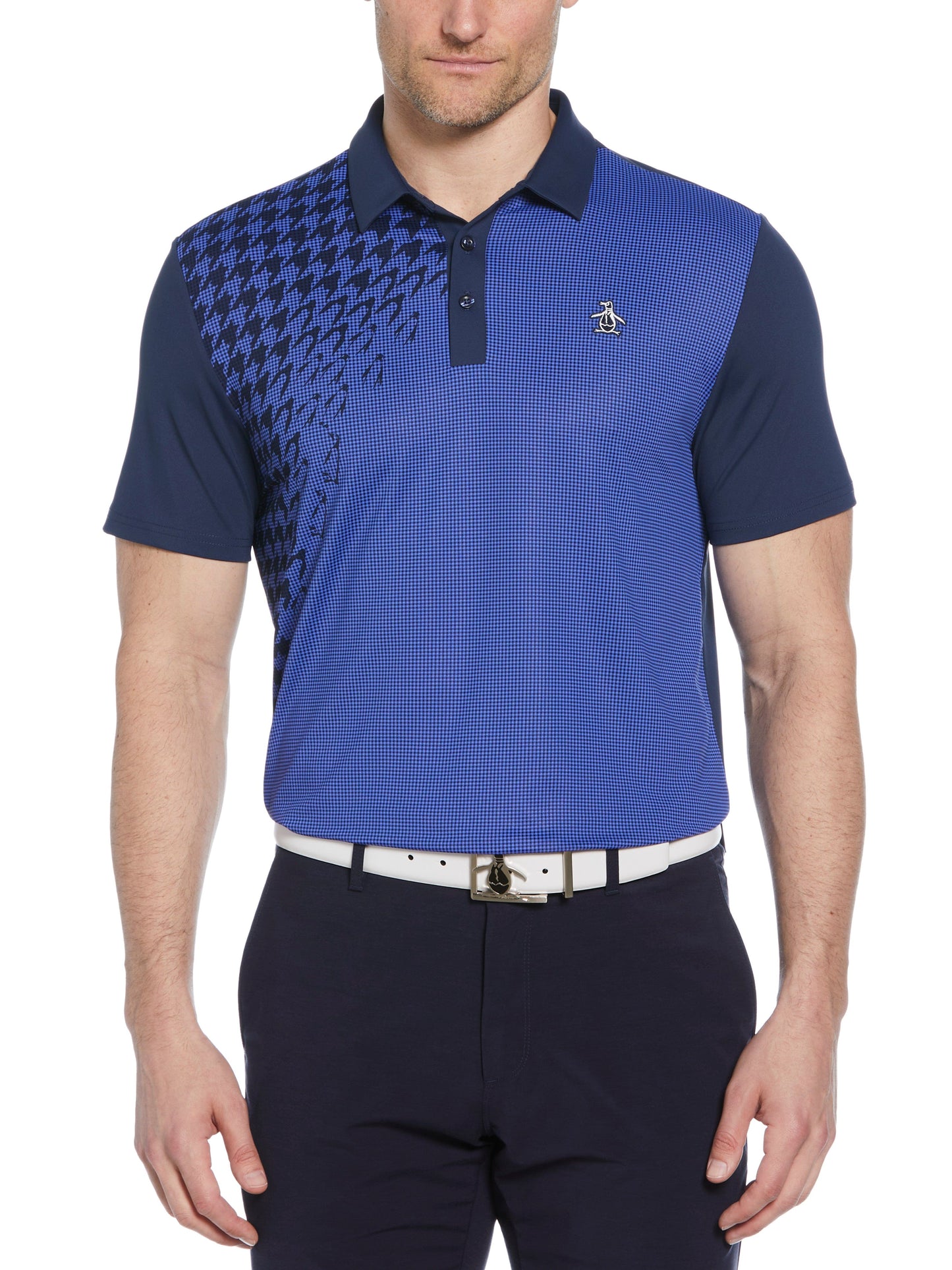 Men's Asymmetrical Pete Gingham Color Block Polo