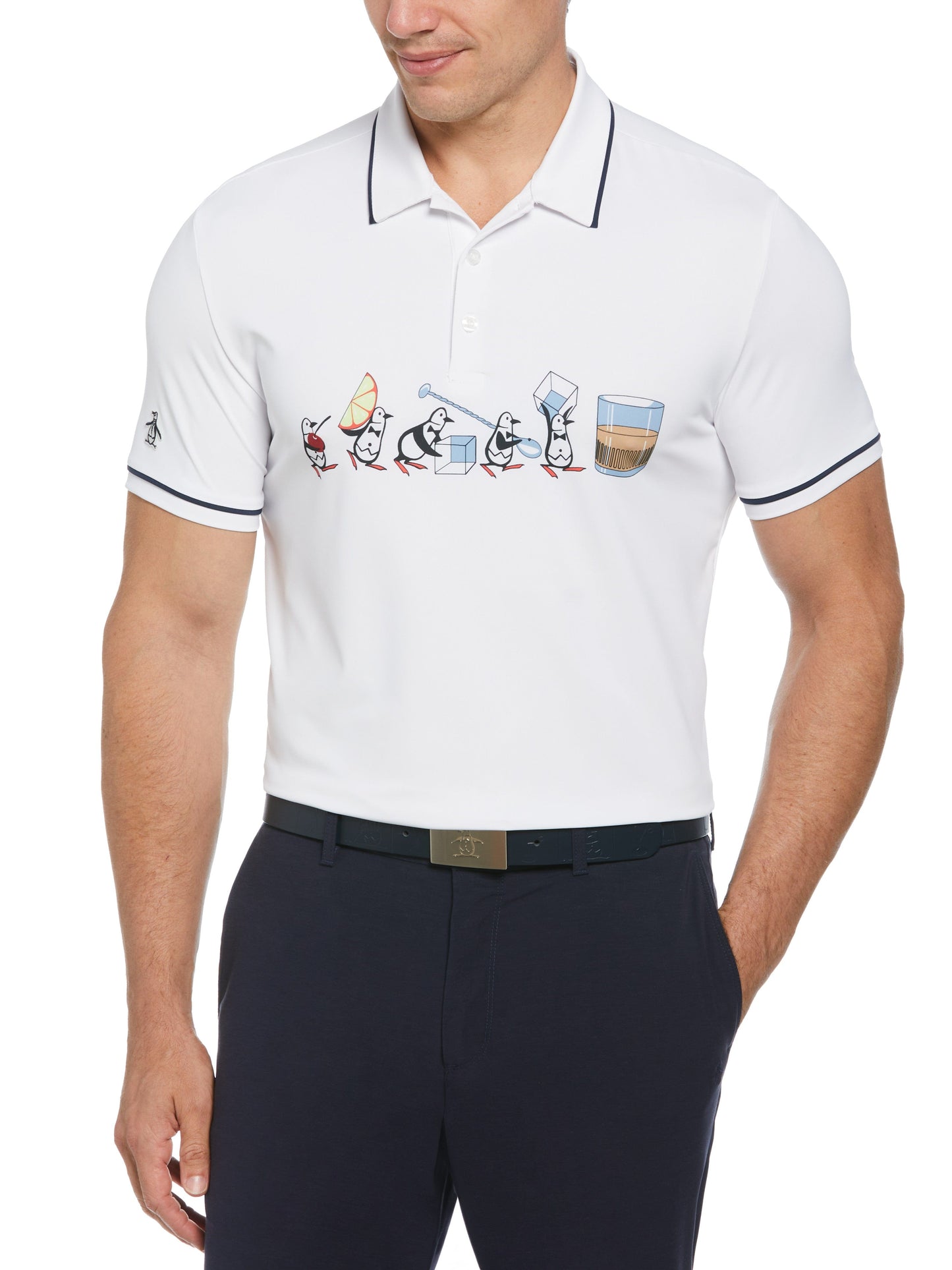 Barback Pete Print Piped Polo (Bright White)