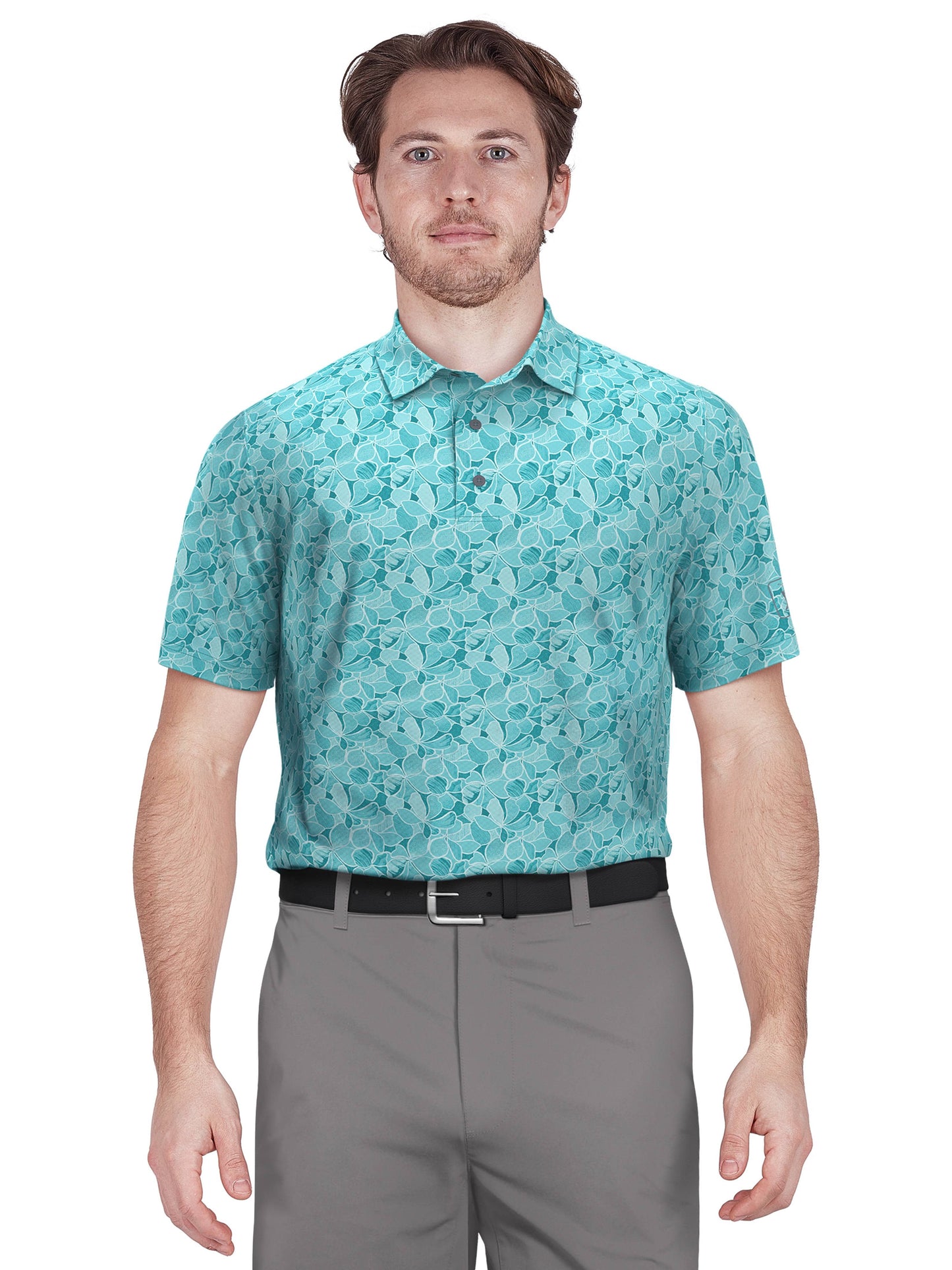 Men's Brush Stroke Floral Print Golf Polo